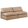 Bowery Hill Contemporary Tan Vegan Leather 2-Piece Modular Sofa
