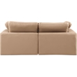 Bowery Hill Contemporary Tan Vegan Leather 2-Piece Modular Sofa