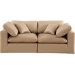 Bowery Hill Contemporary Tan Vegan Leather 2-Piece Modular Sofa