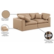 Bowery Hill Contemporary Tan Vegan Leather 2-Piece Modular Sofa