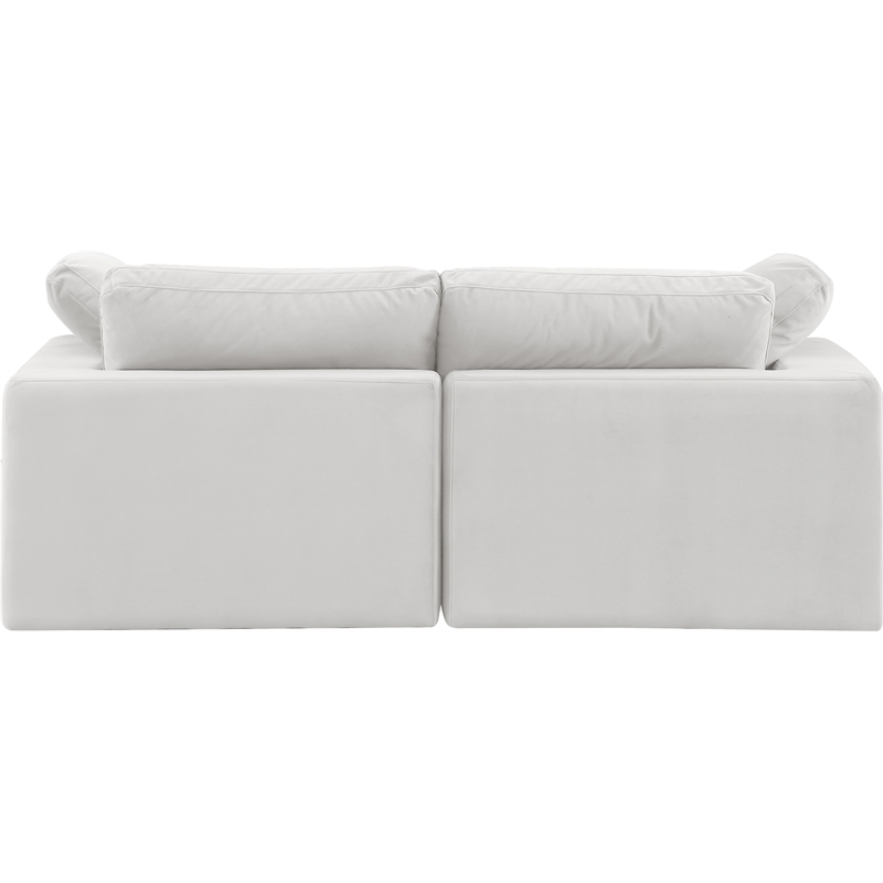 Bowery Hill Contemporary Soft Cream Velvet 2-Piece Modular Sofa