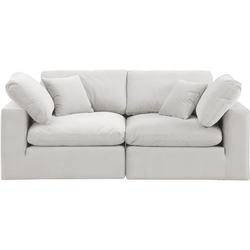 Bowery Hill Contemporary Soft Cream Velvet 2-Piece Modular Sofa