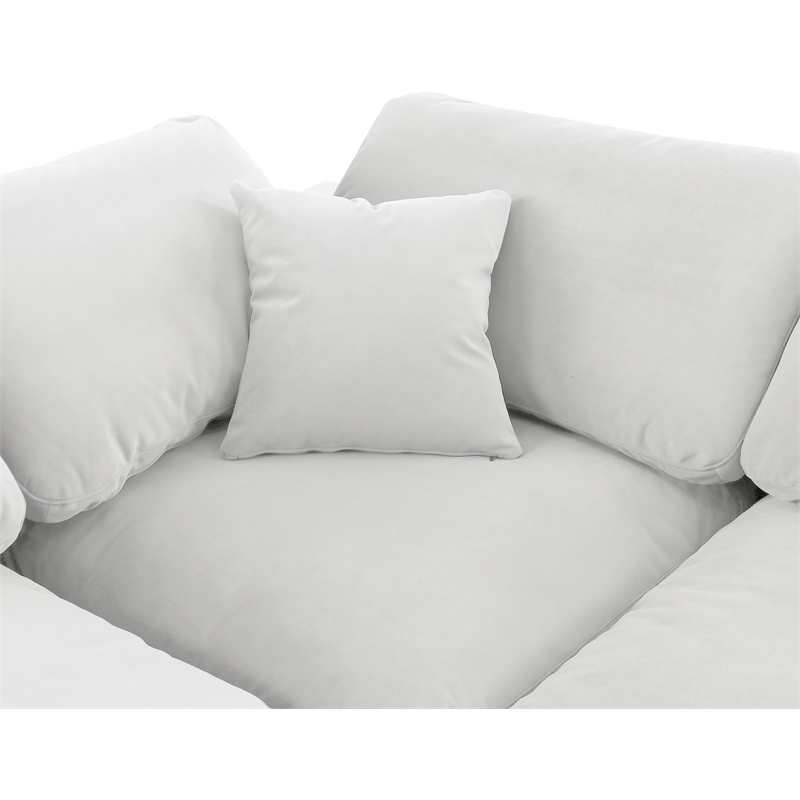 Bowery Hill Contemporary Soft Cream Velvet 2-Piece Modular Sofa