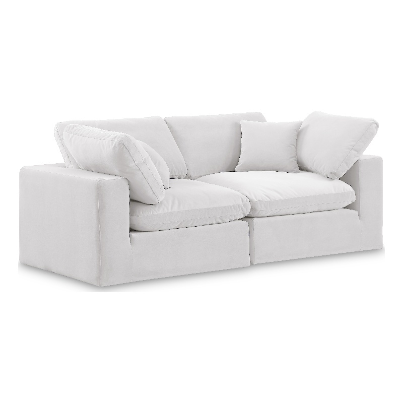 Bowery Hill Contemporary Soft Cream Velvet 2-Piece Modular Sofa