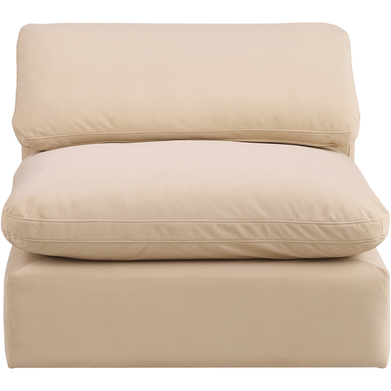 Bowery Hill Contemporary Soft Beige Durable Velvet Armless Chair