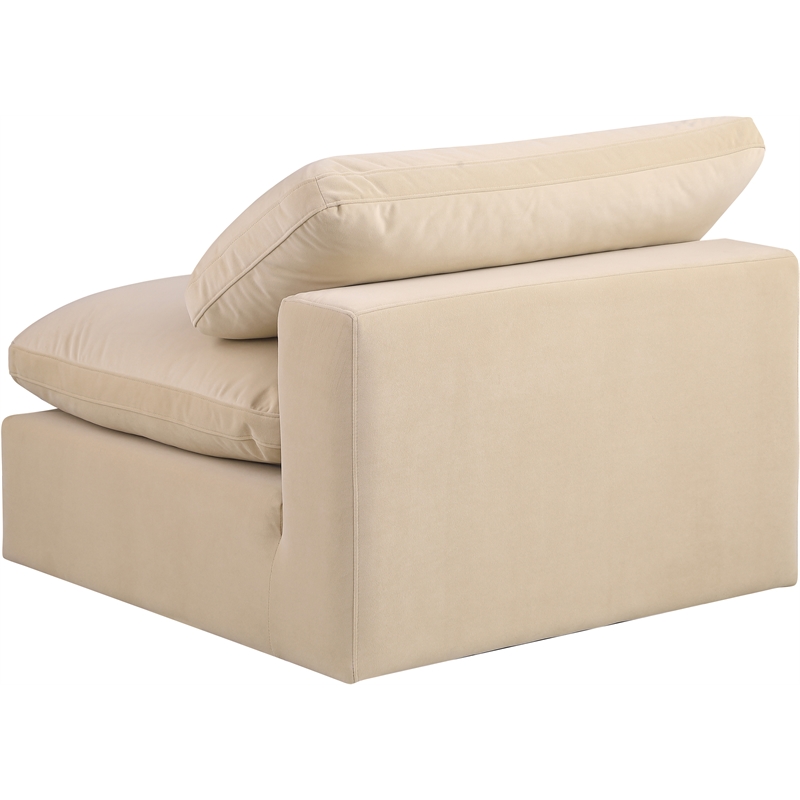 Bowery Hill Contemporary Soft Beige Durable Velvet Armless Chair