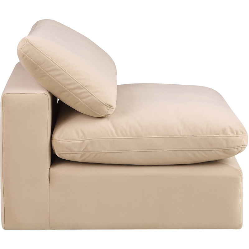 Bowery Hill Contemporary Soft Beige Durable Velvet Armless Chair