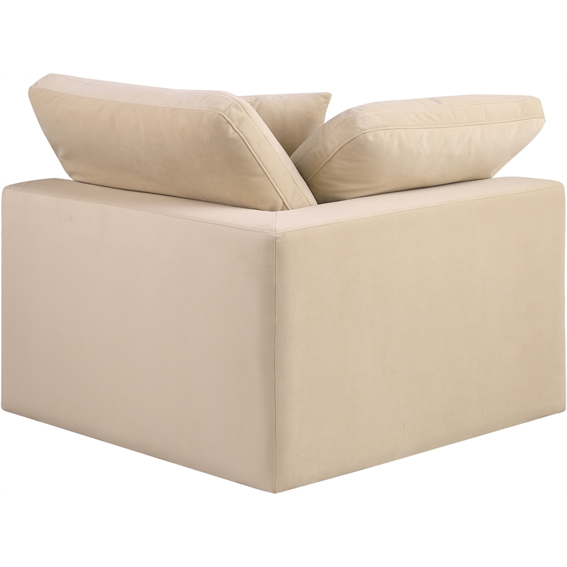 Bowery Hill Contemporary Soft Beige Durable Velvet Corner Chair