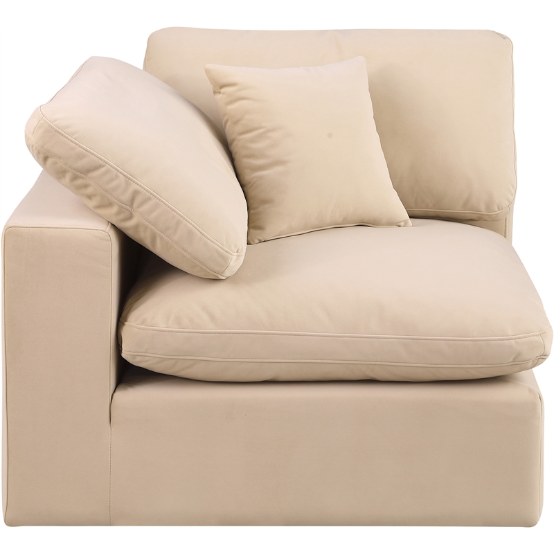 Bowery Hill Contemporary Soft Beige Durable Velvet Corner Chair