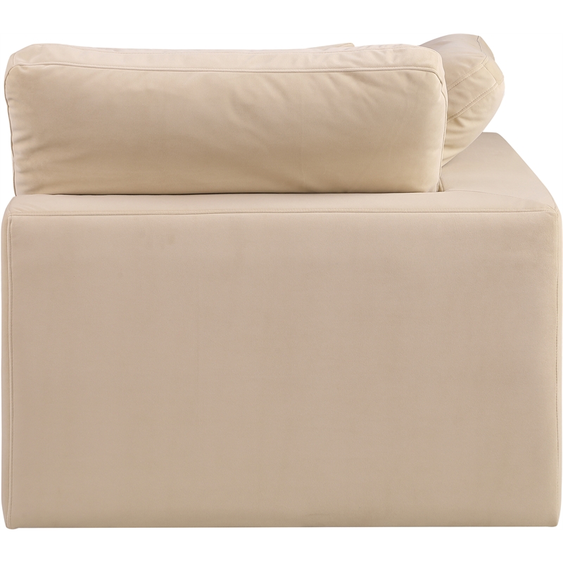 Bowery Hill Contemporary Soft Beige Durable Velvet Corner Chair