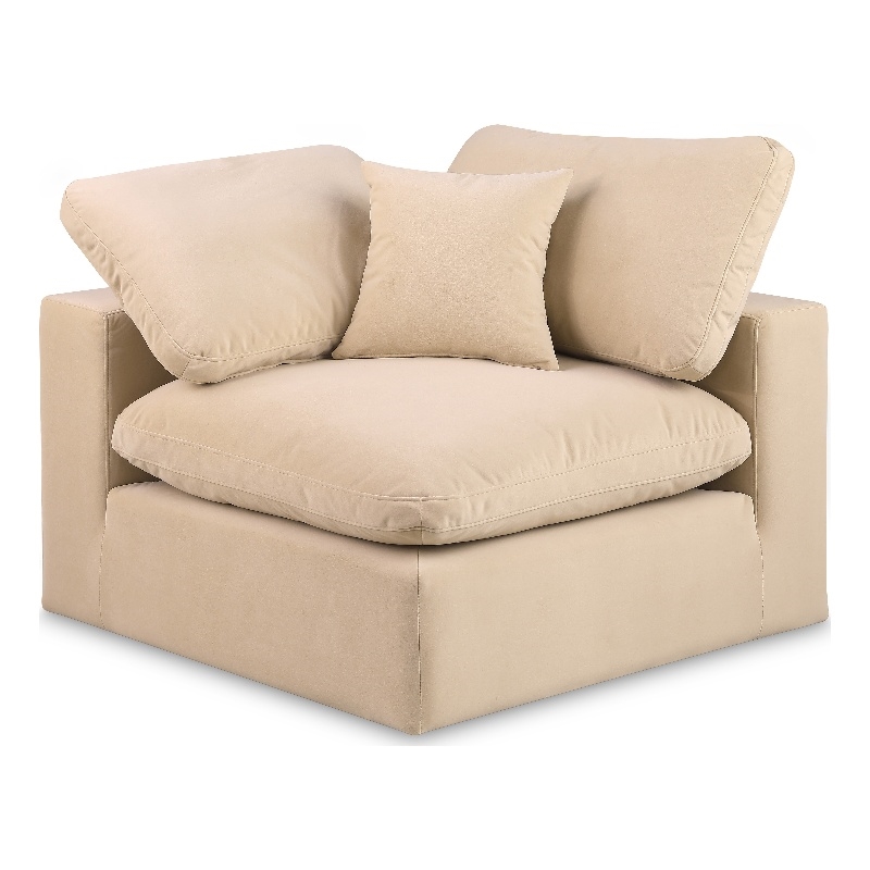 Bowery Hill Contemporary Soft Beige Durable Velvet Corner Chair