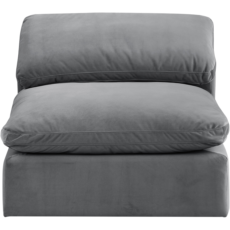 Bowery Hill Contemporary Soft Grey Durable Velvet Armless Chair