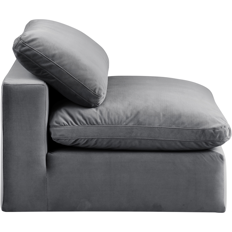 Bowery Hill Contemporary Soft Grey Durable Velvet Armless Chair