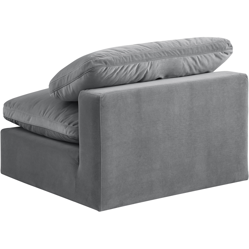 Bowery Hill Contemporary Soft Grey Durable Velvet Armless Chair