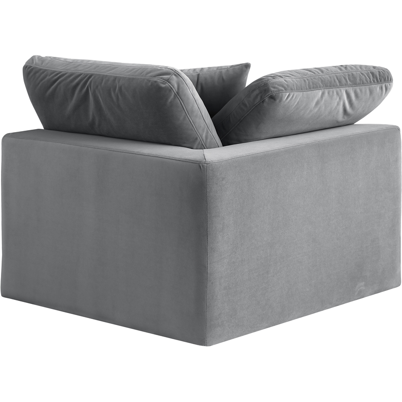 Bowery Hill Contemporary Soft Grey Durable Velvet Corner Chair