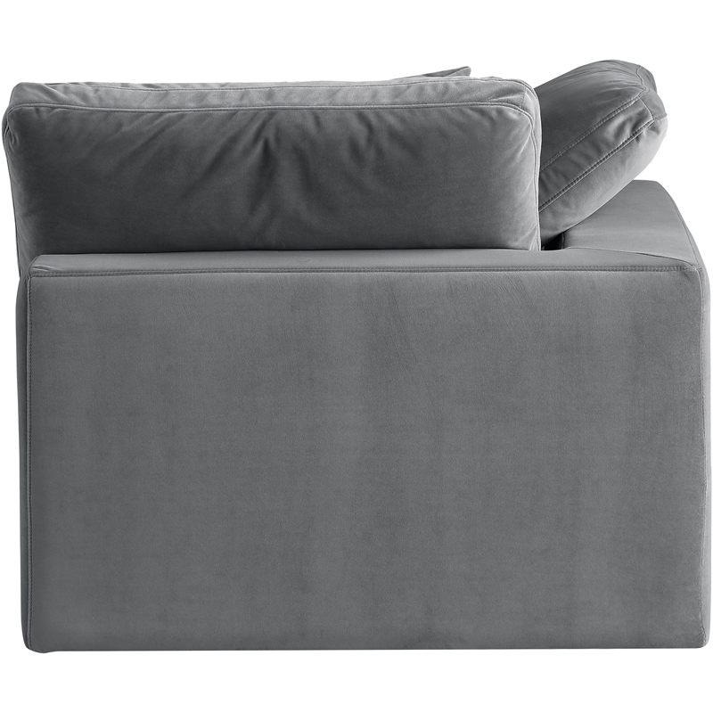 Bowery Hill Contemporary Soft Grey Durable Velvet Corner Chair