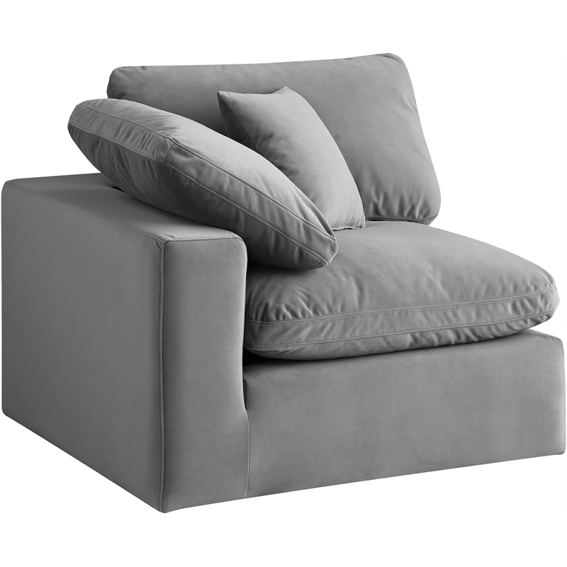 Bowery Hill Contemporary Soft Grey Durable Velvet Corner Chair