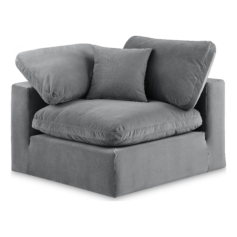 Bowery Hill Contemporary Soft Grey Durable Velvet Corner Chair