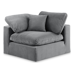 Bowery Hill Contemporary Soft Grey Durable Velvet Corner Chair