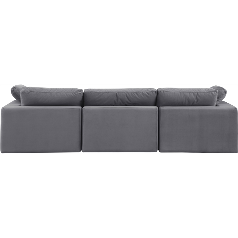 Bowery Hill Contemporary Soft Grey Velvet 3-Piece Modular Sofa