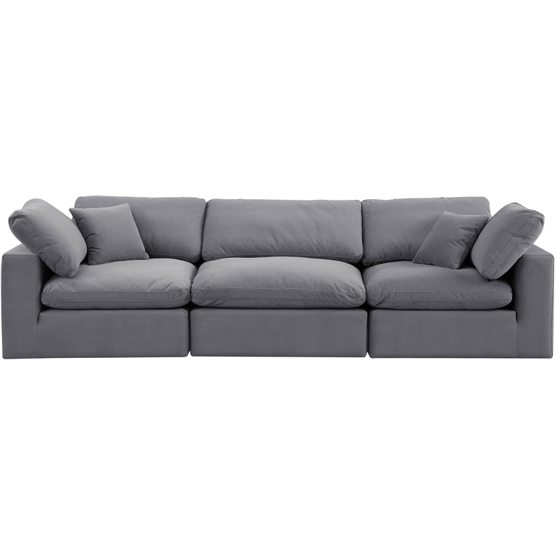 Bowery Hill Contemporary Soft Grey Velvet 3-Piece Modular Sofa