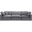 Bowery Hill Contemporary Soft Grey Velvet 3-Piece Modular Sofa