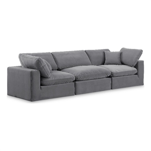 Bowery Hill Contemporary Soft Grey Velvet 3-Piece Modular Sofa