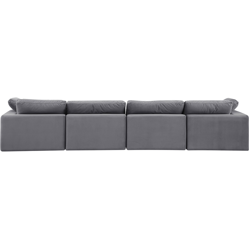 Bowery Hill Contemporary Soft Grey Velvet 4-Piece Modular Sofa