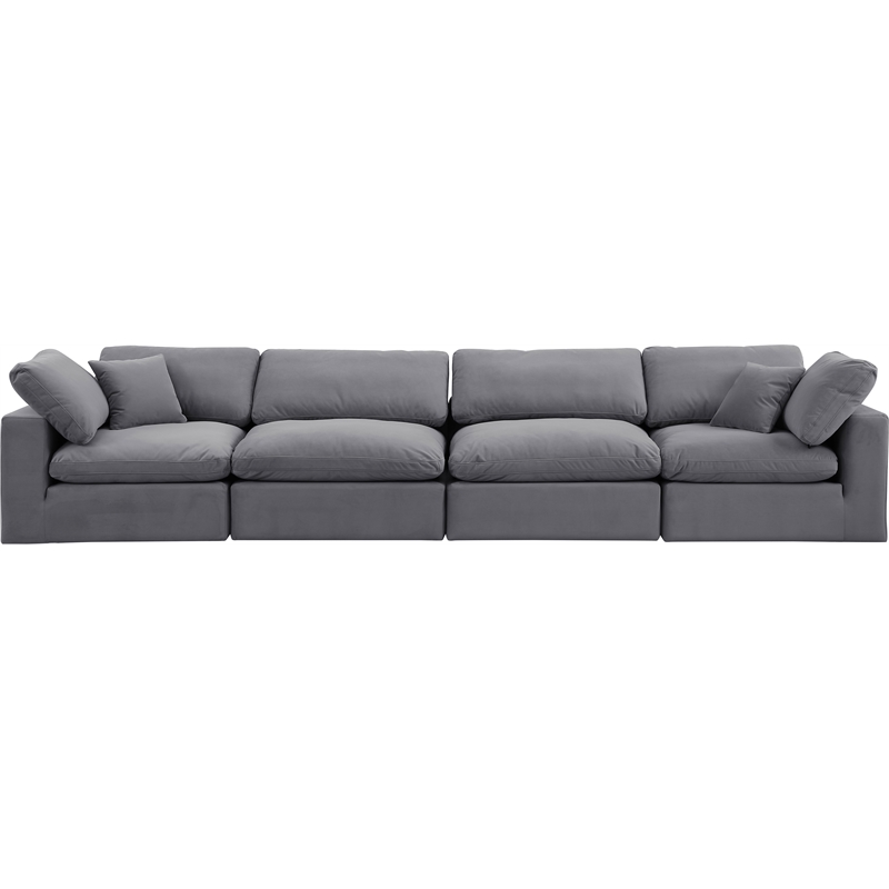 Bowery Hill Contemporary Soft Grey Velvet 4-Piece Modular Sofa