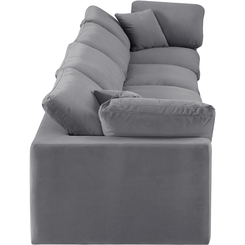 Bowery Hill Contemporary Soft Grey Velvet 4-Piece Modular Sofa
