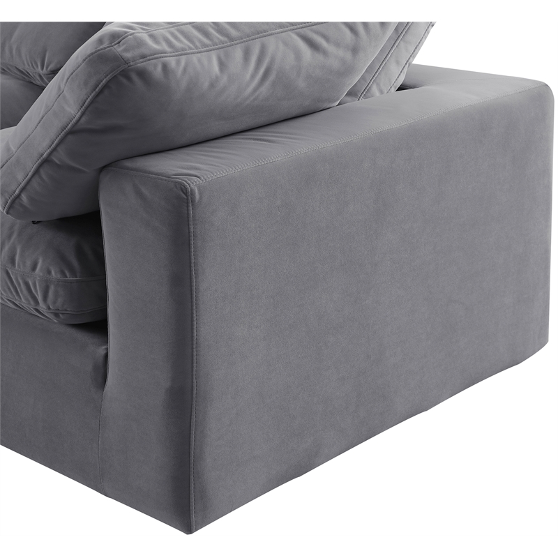 Bowery Hill Contemporary Soft Grey Velvet 4-Piece Modular Sofa