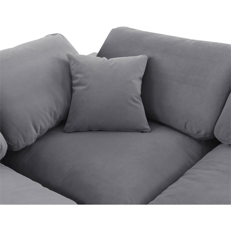 Bowery Hill Contemporary Soft Grey Velvet 4-Piece Modular Sofa