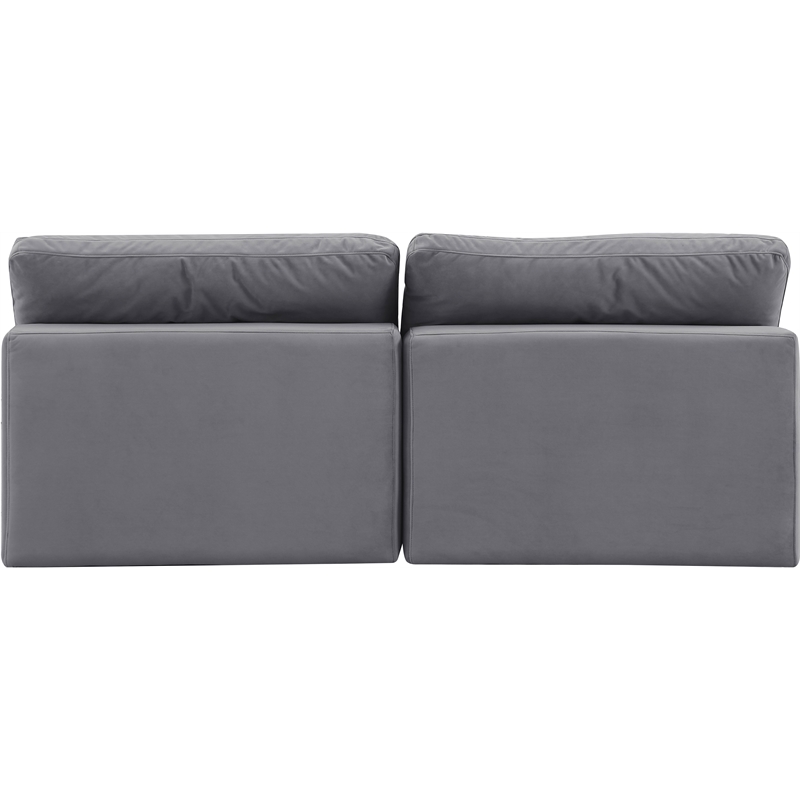 Bowery Hill Contemporary Soft Grey Velvet 2-Piece Modular Sofa