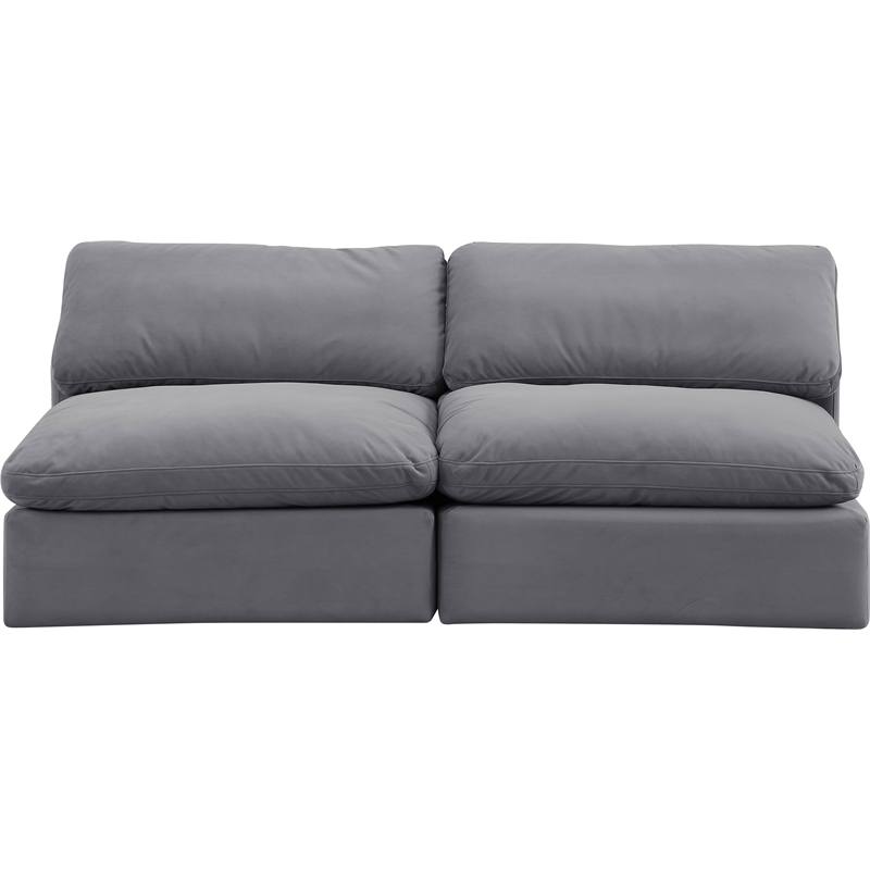 Bowery Hill Contemporary Soft Grey Velvet 2-Piece Modular Sofa
