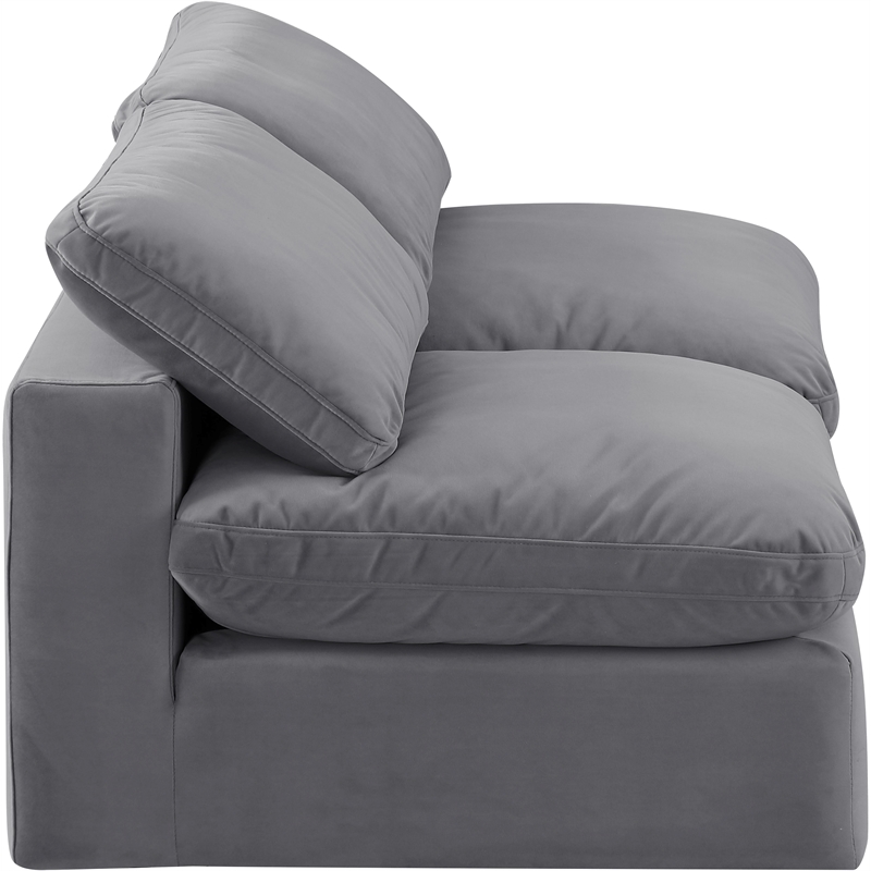 Bowery Hill Contemporary Soft Grey Velvet 2-Piece Modular Sofa