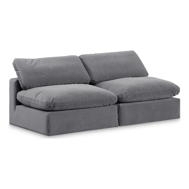 Bowery Hill Contemporary Soft Grey Velvet 2-Piece Modular Sofa