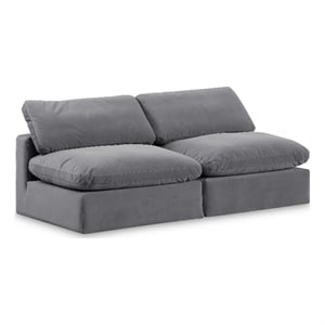 Bowery Hill Contemporary Soft Grey Velvet 2-Piece Modular Sofa