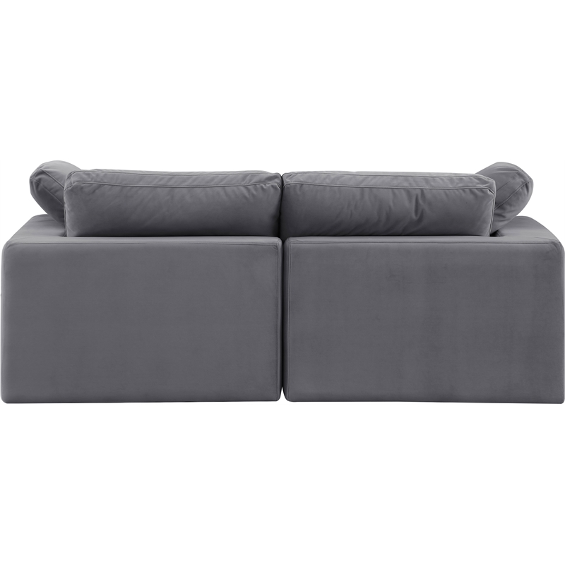 Bowery Hill Contemporary Soft Grey Velvet 2-Piece Modular Sofa
