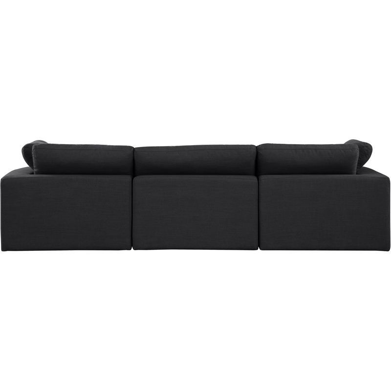 Bowery Hill Upholstered Black Linen Textured Fabric 3-Piece Modular Sofa