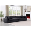 Bowery Hill Upholstered Black Linen Textured Fabric 4-Piece Modular Sofa
