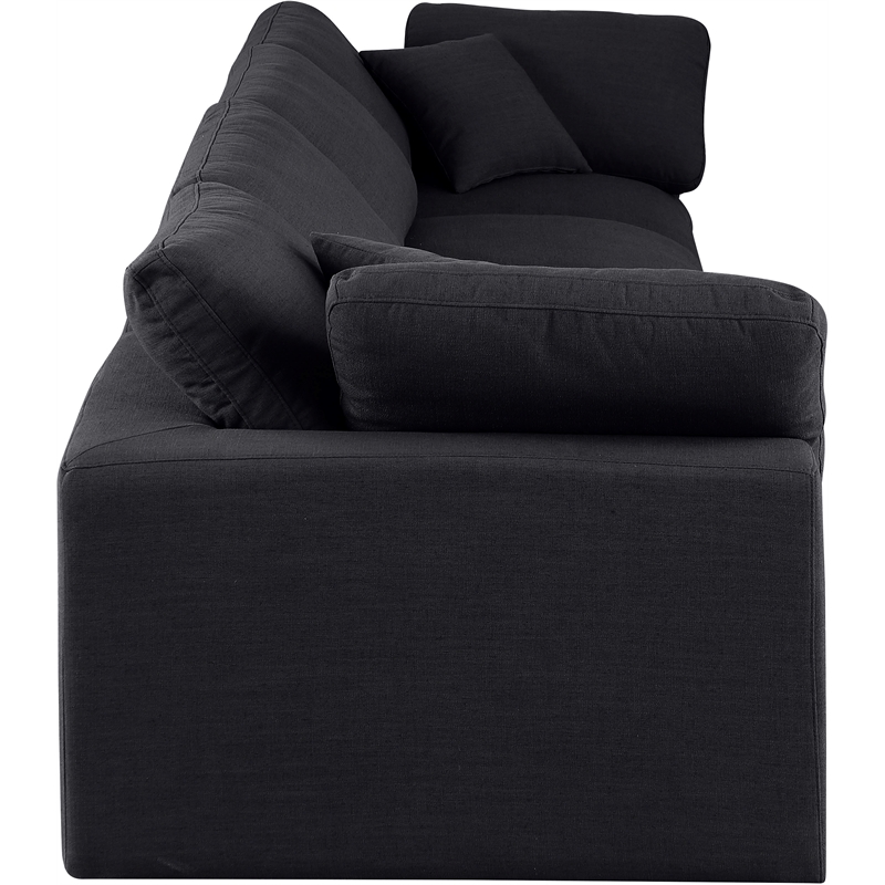 Bowery Hill Upholstered Black Linen Textured Fabric 4-Piece Modular Sofa
