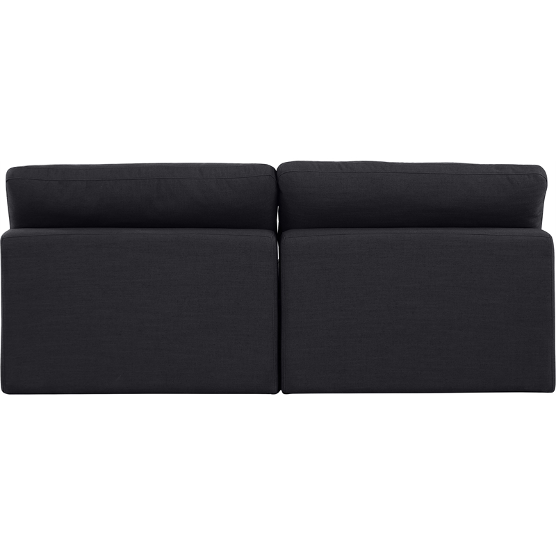 Bowery Hill Upholstered Black Linen Textured Fabric 2-Piece Modular Sofa