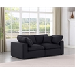 Bowery Hill Upholstered Black Linen Textured Fabric 2-Piece Modular Sofa