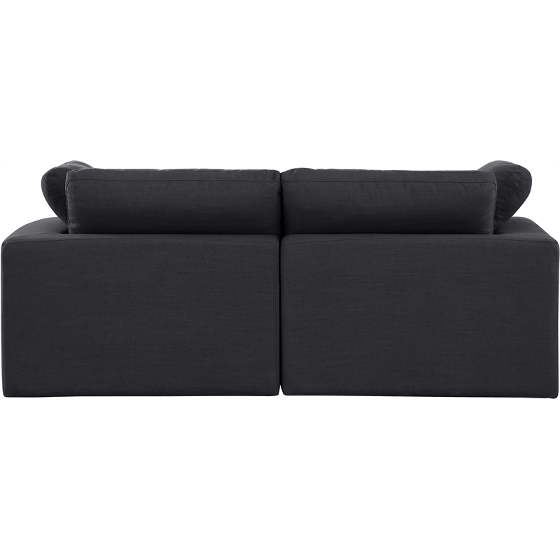 Bowery Hill Upholstered Black Linen Textured Fabric 2-Piece Modular Sofa