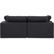 Bowery Hill Upholstered Black Linen Textured Fabric 2-Piece Modular Sofa
