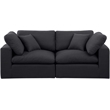 Bowery Hill Upholstered Black Linen Textured Fabric 2-Piece Modular Sofa