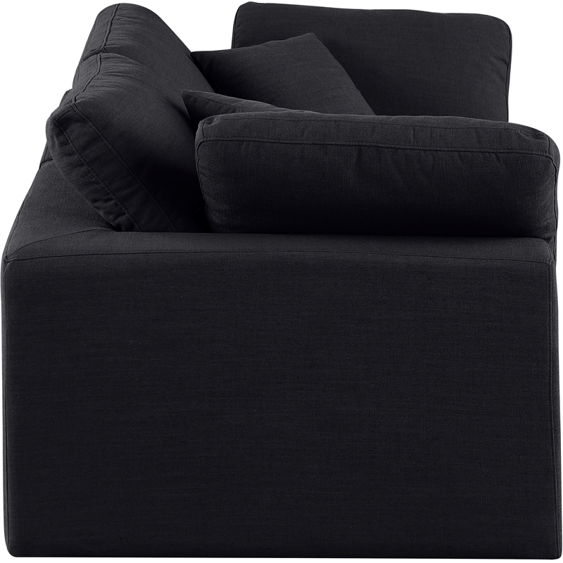 Bowery Hill Upholstered Black Linen Textured Fabric 2-Piece Modular Sofa