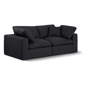 Bowery Hill Upholstered Black Linen Textured Fabric 2-Piece Modular Sofa