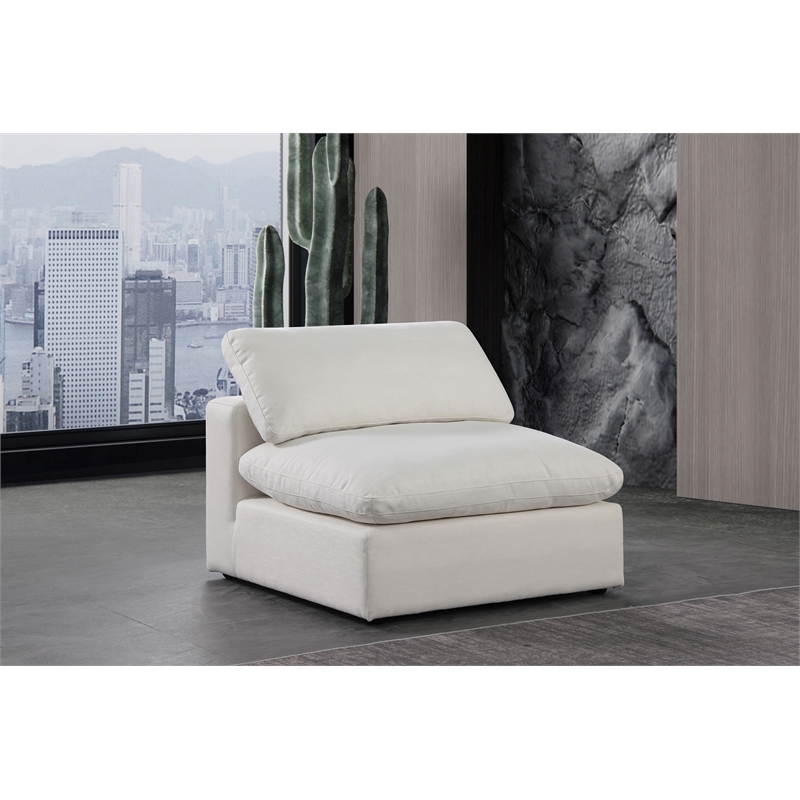 Bowery Hill Contemporary Upholstered Cream Linen Textured Fabric Armless Chair