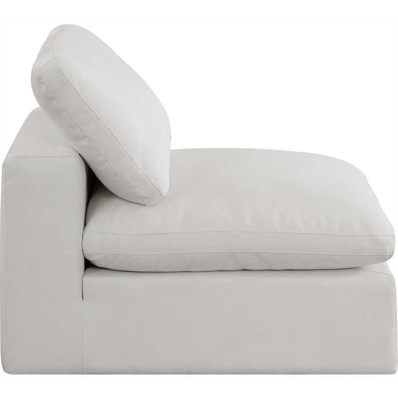 Bowery Hill Contemporary Upholstered Cream Linen Textured Fabric Armless Chair